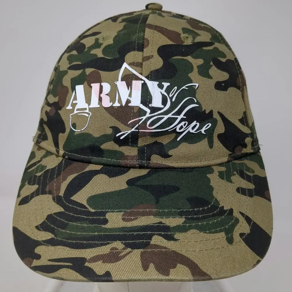 Big X Baseball Cap Green Camo Army of Hope One Size Slideback Hat Cotton Graphic